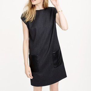 J Crew Faux Leather Pocket Sleeveless Shift Dress
